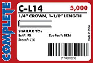 Product Image for 05200385 Narrow Crown 18Ga Staple L14  1/4  Crown  1 1/8  6BX/CASE