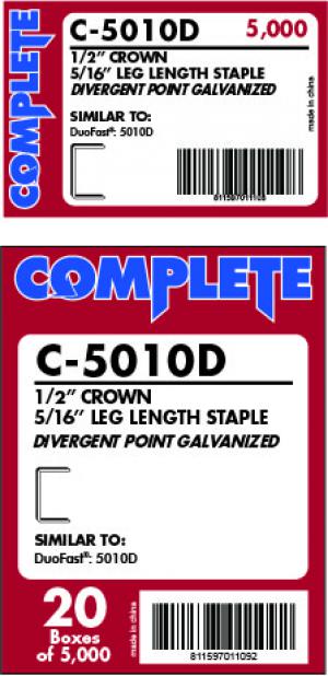 Product Image for 05992030 Fine Wire Staple 5010D 50 Series 20Ga 1/2  Crown  5/16  Di