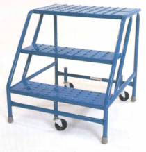 Product Image for 10011430 Rolling Ladder 3 Step No Handrails with Safety Brake