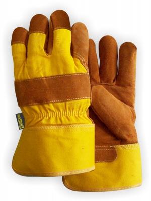 Product Image for 43060070 Glove Red Fleece Lined Split Leather/Cotton Back Regular