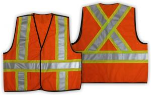 Product Image for 43060328 Safety Vest Traffic Hi-Viz Orange 5 PT Tearaway S/M