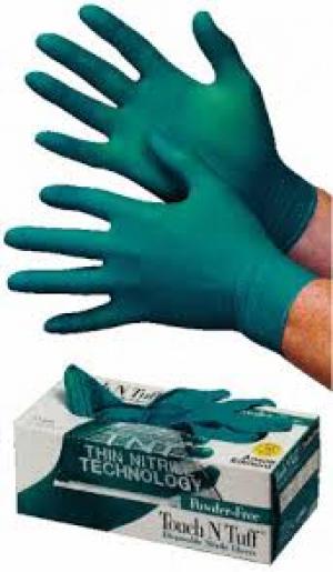 Product Image for 43060708 Glove Nitrile Green Disposable TouchNTuff Powder Free Small