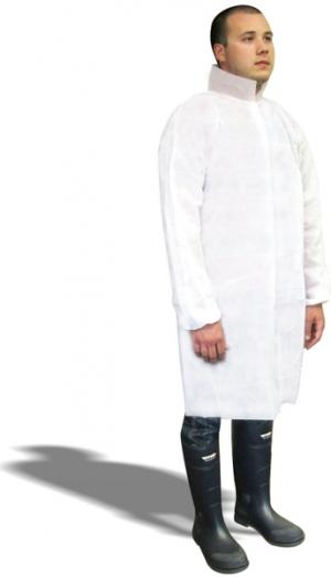 Product Image for 43061319 Lab Coat, Polypropylene, Elastic Wrists White Large