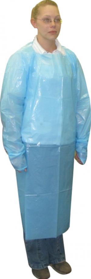 Product Image for 43061929 Disposable Workhorse Polyethylene Gown 36 x44  Blue 1.8 mi