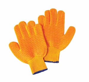 Product Image for 43990016 Glove Orange Cotton/Poly Clear PVC Crisscross FisherKnit Med