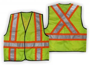 Product Image for 43060339 Safety Vest Traffic Hi-Viz Green 5 PT Tearaway S/M